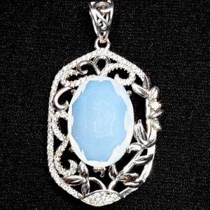 Handmade Milky Opal Sterling Silver Pendant Necklace